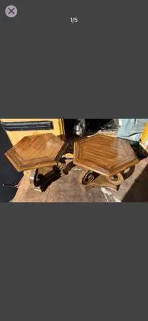 2 vintage hexagon table antique side&end table W19”*H16”(address in descript