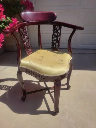 Vintage Asian Carved Corner Chair