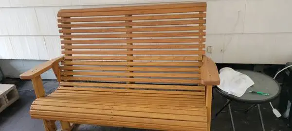 Amish made wooden loveseat glider