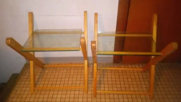 2 Matching Glass Wood End Table $20 ea.
