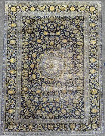 ANTIQUE PERSIAN NAIN HAND KNOTTED RUG, 9.8 x 13.0