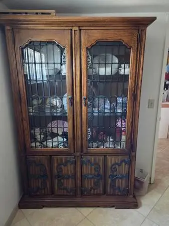 Spanish Revival Oak China Cabinet - Reduced