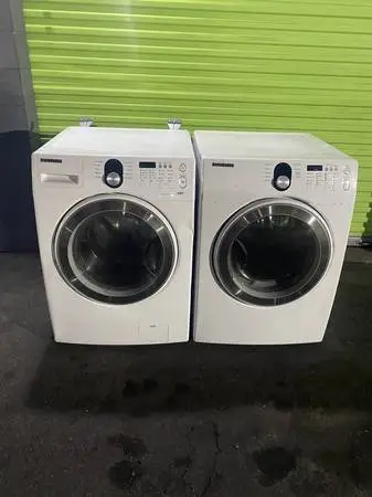 Samsung white front load washer and gas dryer