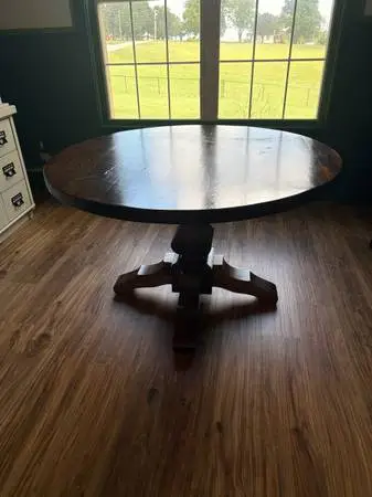 Round dining table and chairs