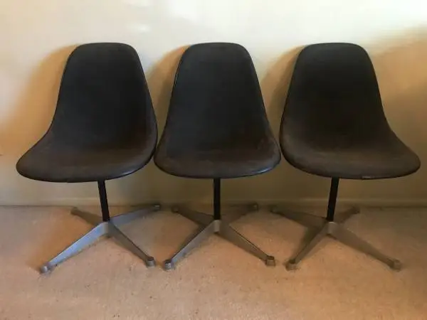 3 Vintage Mid Century Modern Herman Miller Eames Fiberglass Chairs