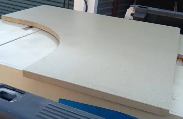 Corner,Cubicle Work Surface,Desktop,Beige Fiber Finish,Protective Edge