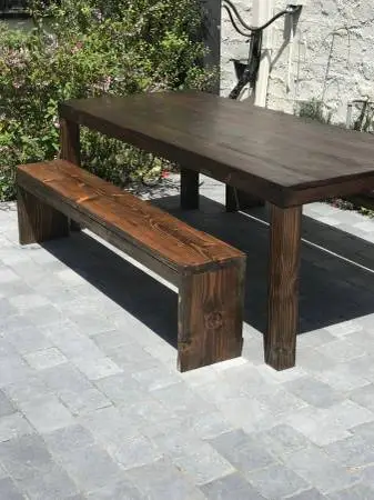 wood dining table and bench set