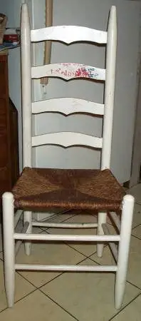 WHITE CHAIR Vintage Wicker Seat Compact Size for Desk or Accent MCM
