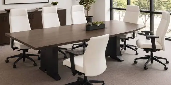 Set of 6 SitOnIt Sona Executive Chairs – White Vinyl / Black Base
