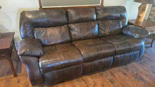 Pair of Leather Power Reclining Sofas – Excellent Condition-Woodleys