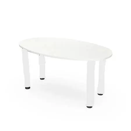 1 White 5ft 60w 30d Oval Shaped Conference Table w/White Leg Base