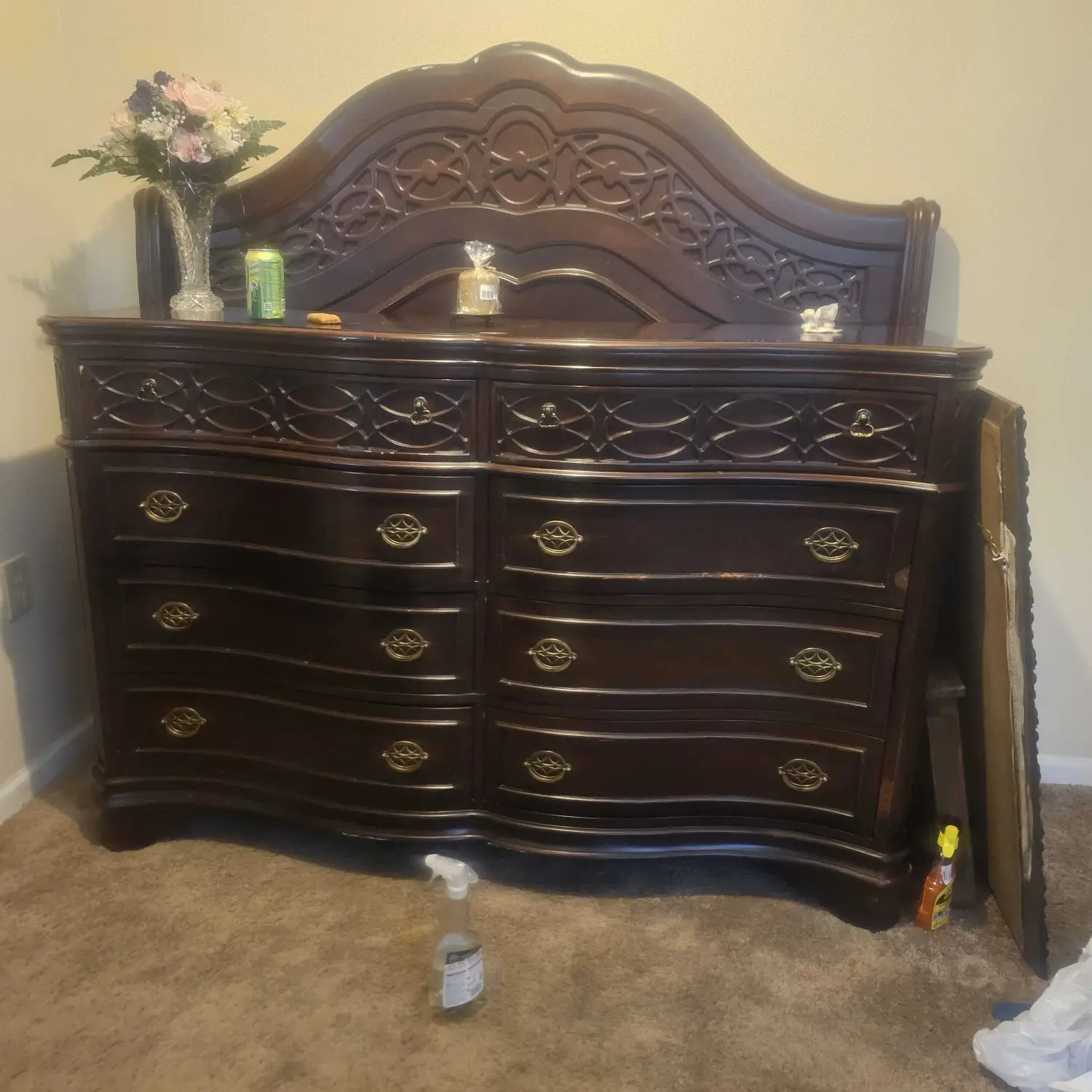 Carico Dark Cherry Dresser & Matching Headboard Set
