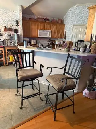 Wrought Iron Bar Stools Black Matte Swivel (a Pair)