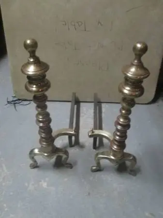 Brass Fireplace or Stove Andirons or Log Holders