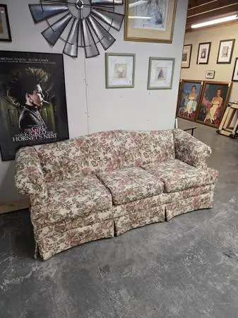 Floral Upholstered Three Seat Sofa Couch #528-7