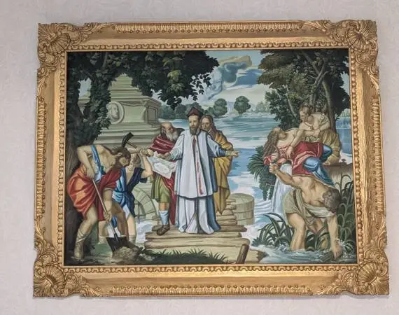 XLG ALLEGORICAL Painting Maffeo Barberini Regulates waters Lake Trasim