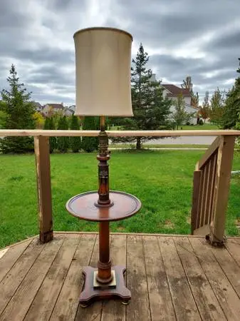 Vintage Mid Century Modern Leviton Floor Cabin Lamp w/ Built-in Table