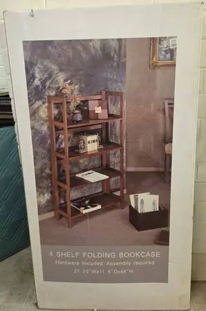 Wood Folding 4 Tall Bookcase