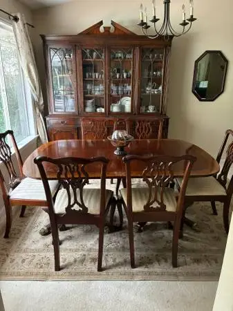 Cherry Wood Dining Room Set with China Cabinet