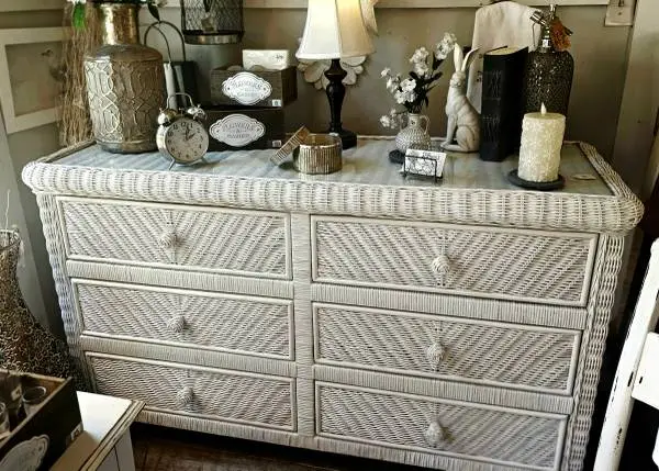 White Wicker Dresser