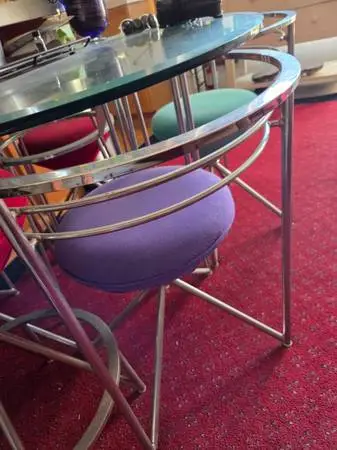 Glass table 4 chairs 4 bar stools