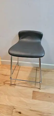Tall Counter Height Comfortable Leather Seat Chair Stable Stool Gray