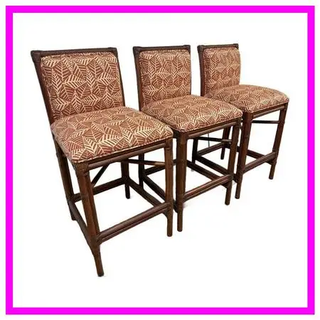 Ficks Reed Paxton Rattan Bar Stools, Set Of Three. Estimated Cost: $3,