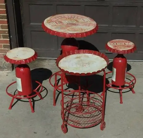 Table Set Bar stools, table, serving cart Powel Furn Retro inspired