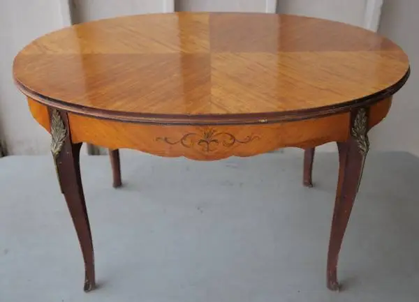 French Provincial Style Small Teak and Mahogany Wood Coffee Table
