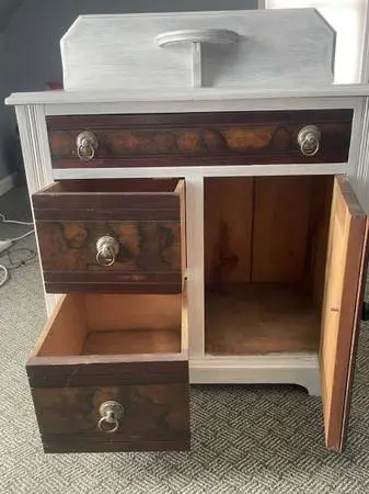 Victorian Walnut Antique Dresser Washstand
