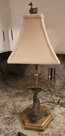 Small Asian Bronze Metal Fish Lamp