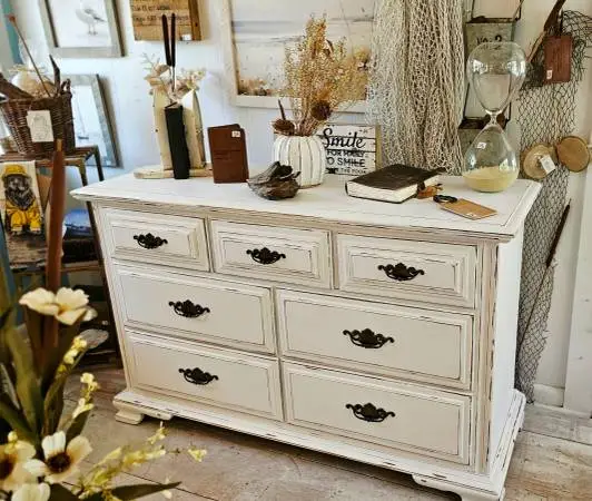 Distressed White Dresser