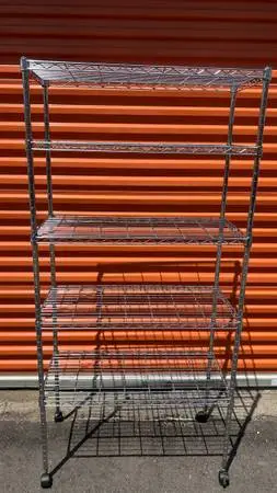 Steel Wire shelving storage shelf on wheels L30”*D14”*H62”(address in desc