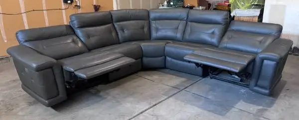 Reclining leather sectional couch