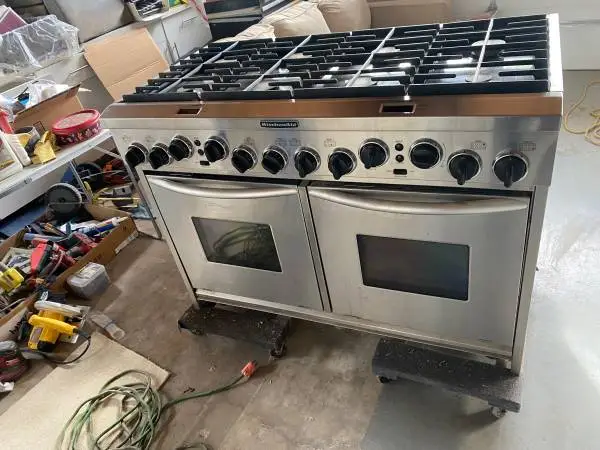 Great 8 burner Dual Oven Kitchen Aid Appliance for sale