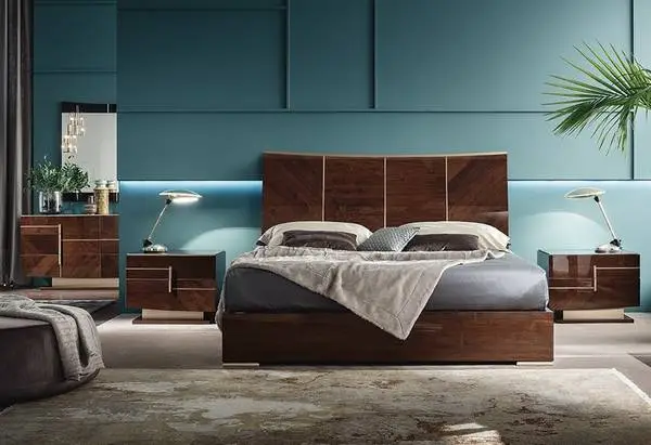 High Gloss Italian Solid Wood King Bedroom Set 5pc New Bed (or Separat