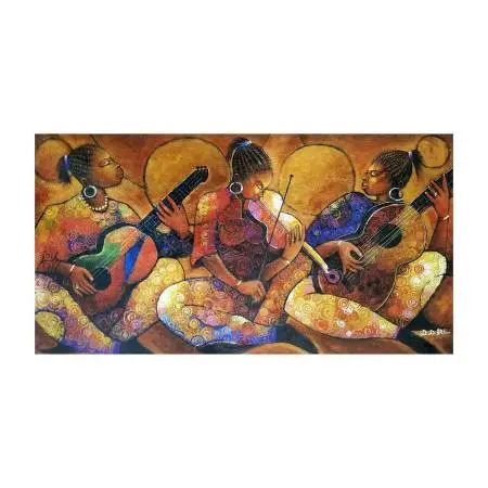 Black Framed Art Print 3 Women Playing Music DD Ike String Instruments