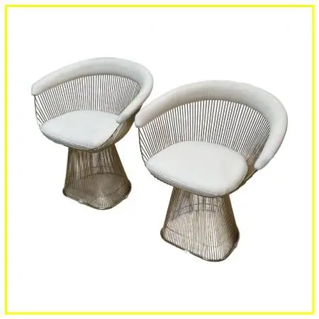New Eternity Modern Platner Style Arm Chairs, Pair