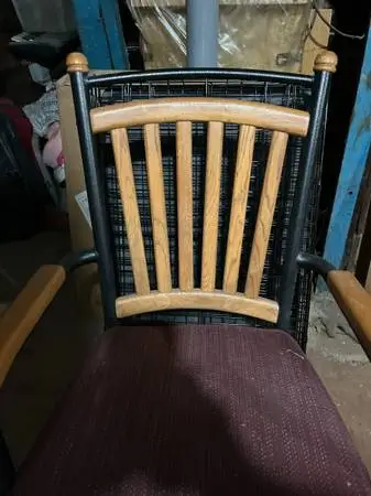 2 Swivel Wood & Velvet Rocking Chairs