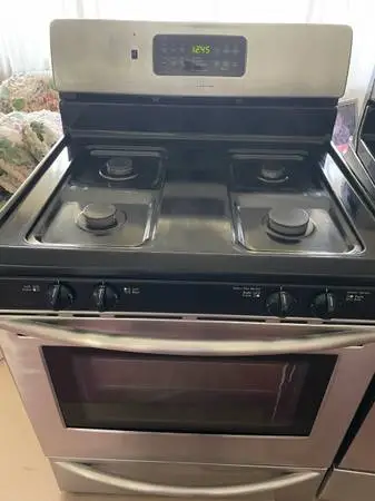 ### FRIGIDAIRE BLACK STAINLESS STOVE WITH SELF CLEANING ###
