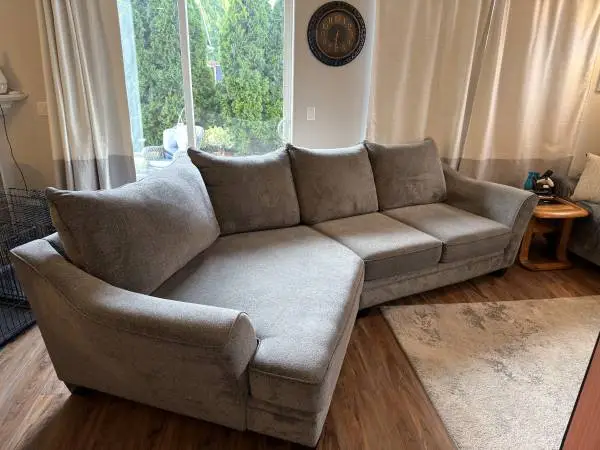 Stanton Grey Angled Sectional Sofa Couch - Excellent Condition