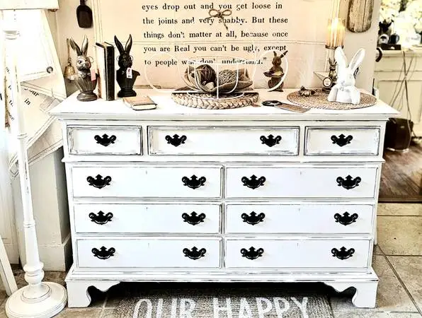 Distressed White Dresser
