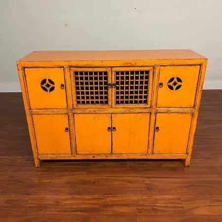 Vintage Rustic Painted Chinese Cabinet