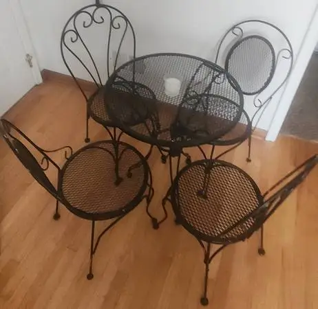 Vintage Wrought Iron Sturdy Patio Bistro Table & Chairs