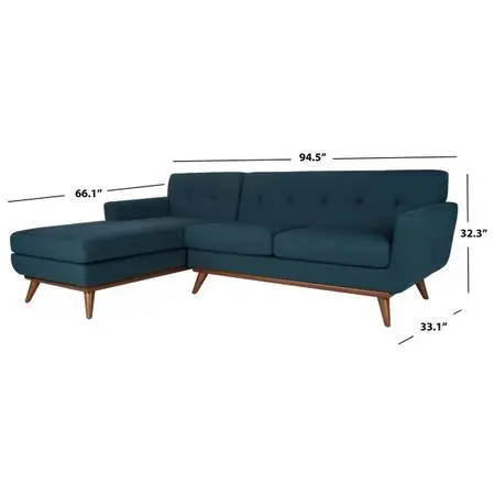 Teal L-Shaped Sectional / Sofa with Chaise Lounge