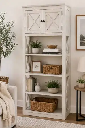 Ashley Furniture Farmhouse Bookcase Cabinet - 75” Tall - $249
