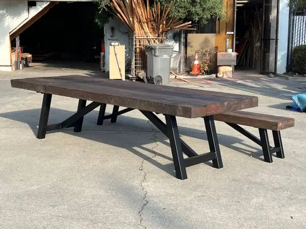 Reclaimed Redwood Beams dining set
