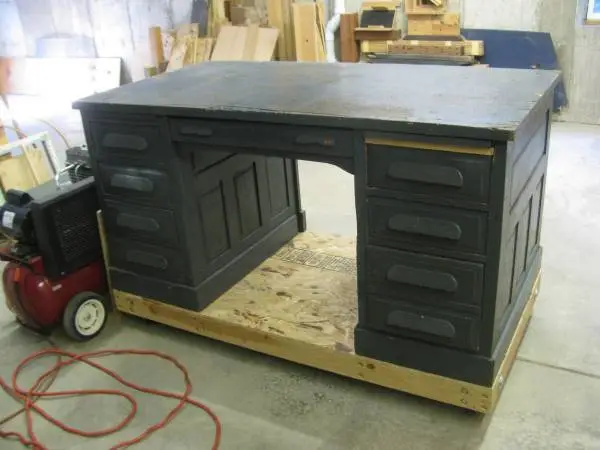 Large Desk on Platform with Wheels--GREAT FOR SHOP OR STORAGE