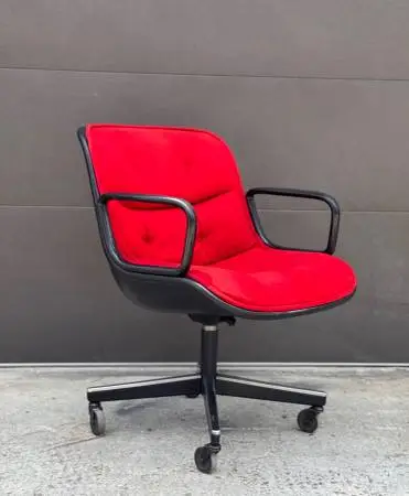 Charles Pollock MCM Red Office Chair – Mid Century Modern Swivel Chair