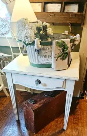 Distressed Off White Side Table